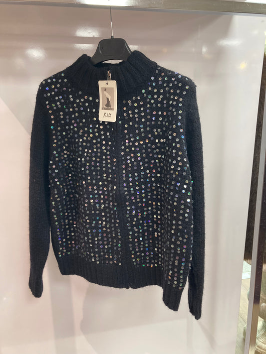 Damen Strick Jacke mit Pailletten