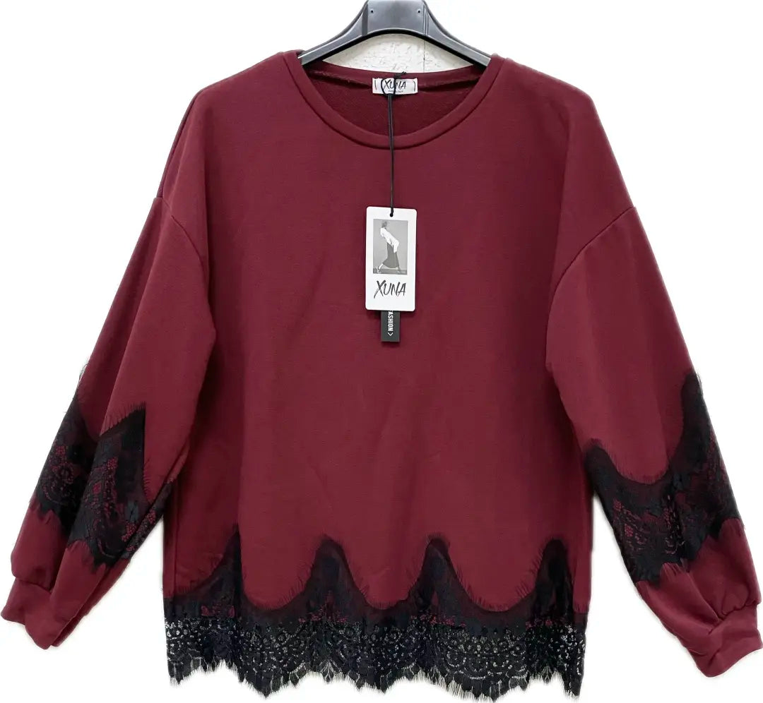 Sweatshirt mit Spitze unten