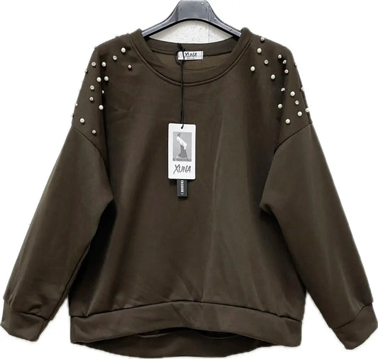 Sweatshirt mit Perlen