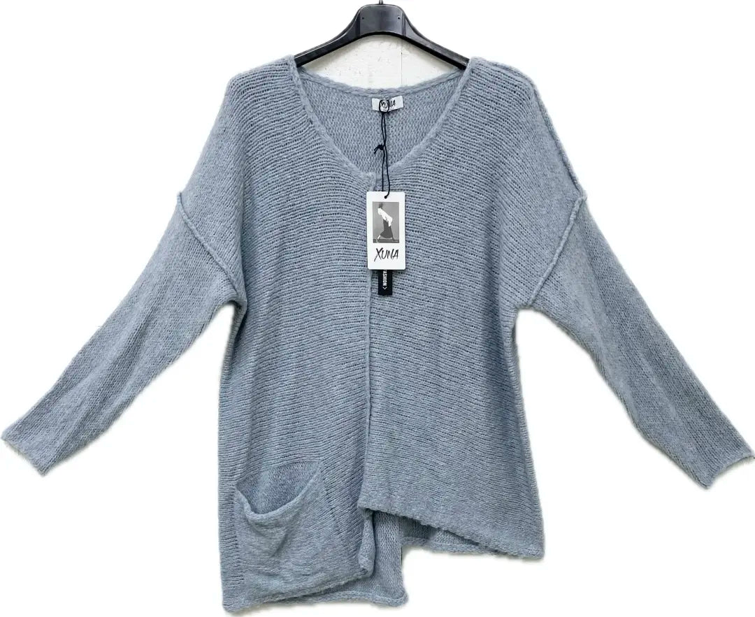 Asymetrisch Pullover mit Tasche