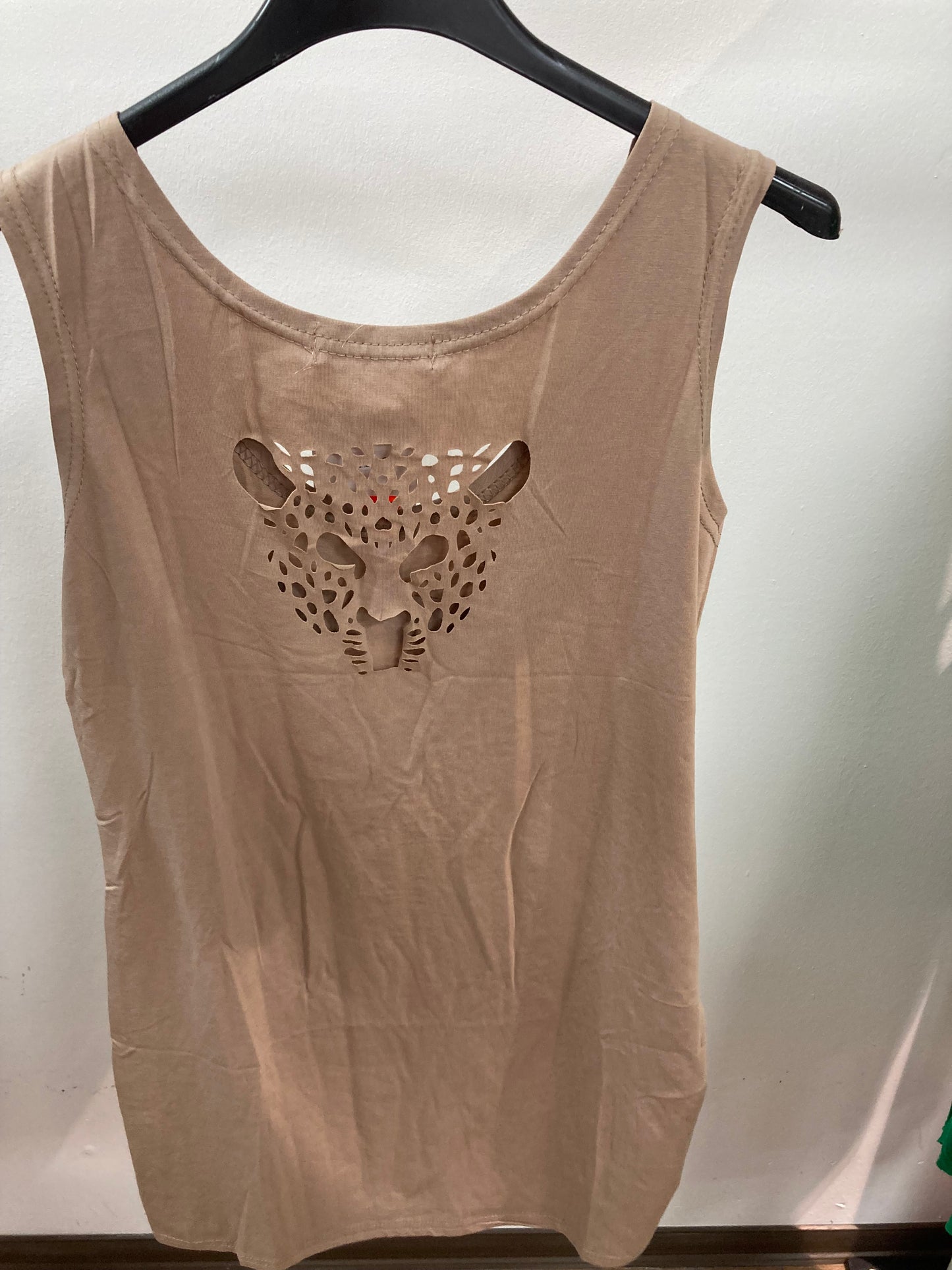 Top mit Lederseiten und Leoparden Auschnitt hinten