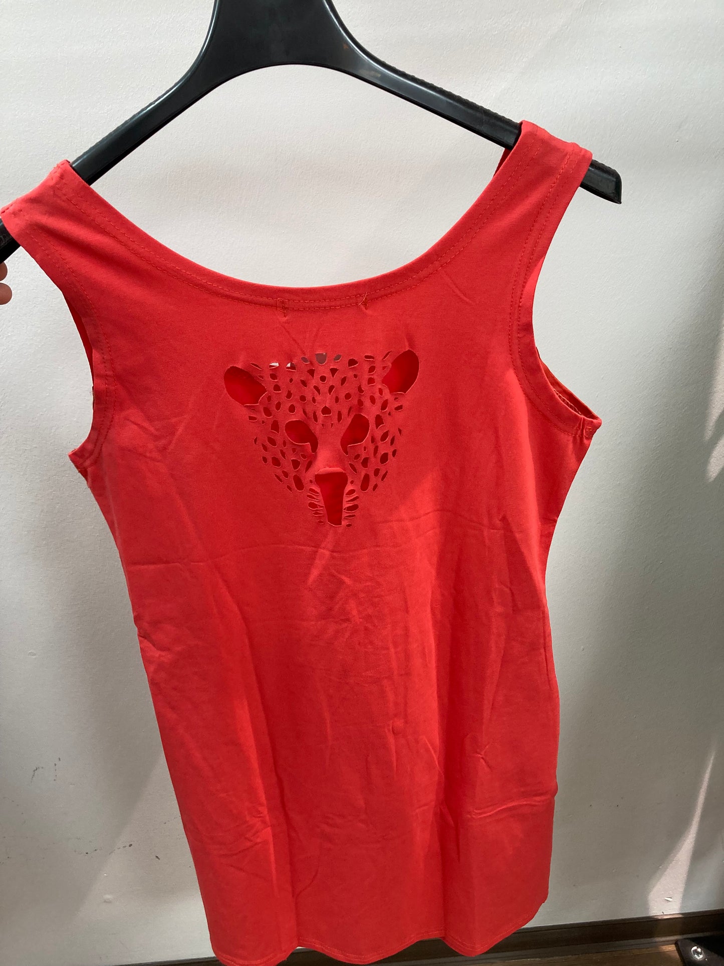 Top mit Lederseiten und Leoparden Auschnitt hinten