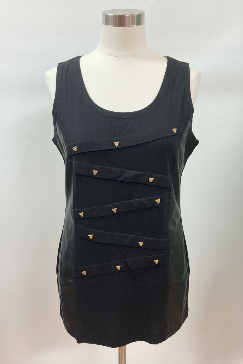 Top mit Lederseiten und Leoparden Auschnitt hinten