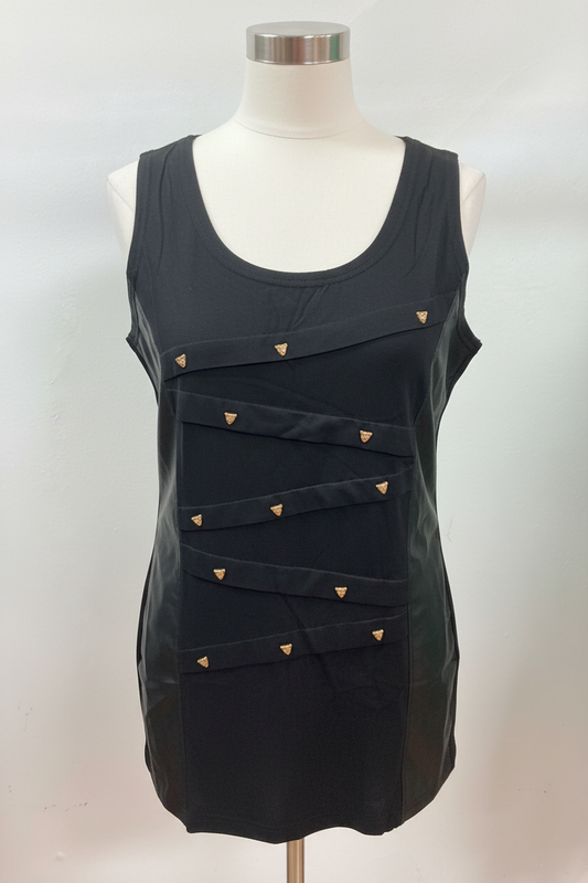 Top mit Lederseiten und Leoparden Auschnitt hinten