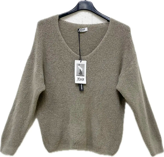 Kuschelpullover mit V Ausschnitt