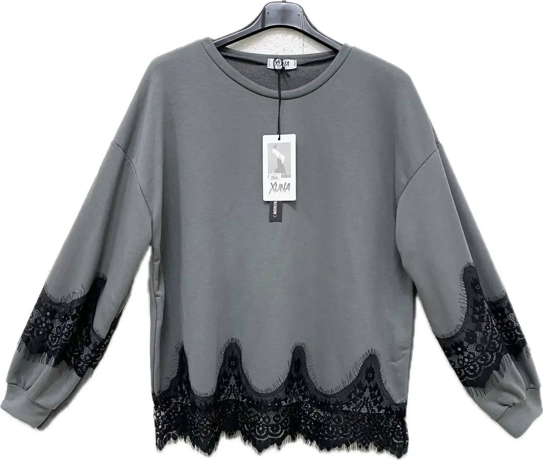 Sweatshirt mit Spitze unten