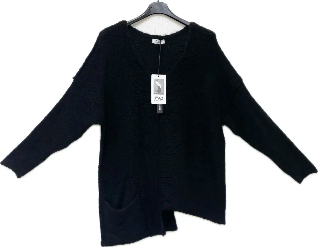 Asymetrisch Pullover mit Tasche