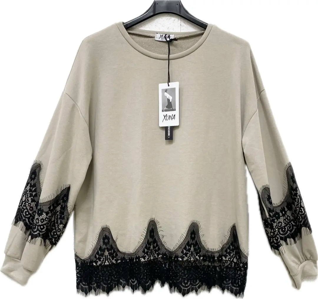 Sweatshirt mit Spitze unten