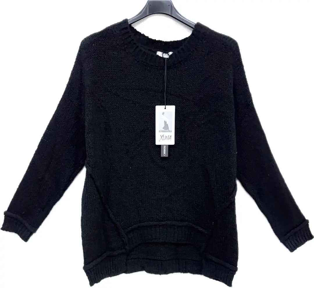 Langer Pullover mit Rundauschnitt